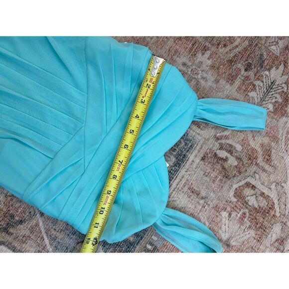 David's Bridal NWT Chiffon Light Teal Ruffle Short Dress - Girl's Sz 14, MP $79 - Picture 5 of 10